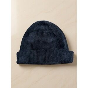 Black‎ Faux Fur Beanie Hat Soft Winter Minimal